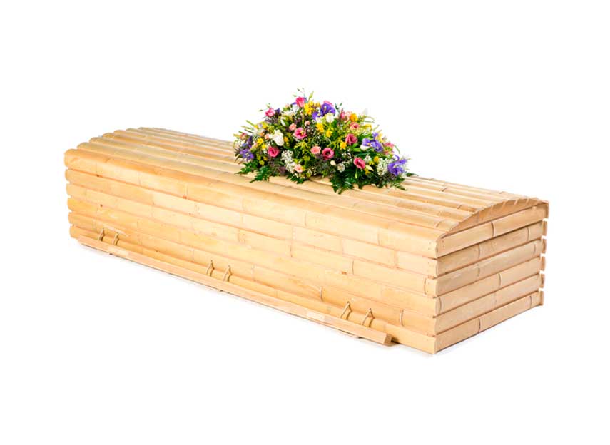 Burial casket made from the strips of bamboo plant